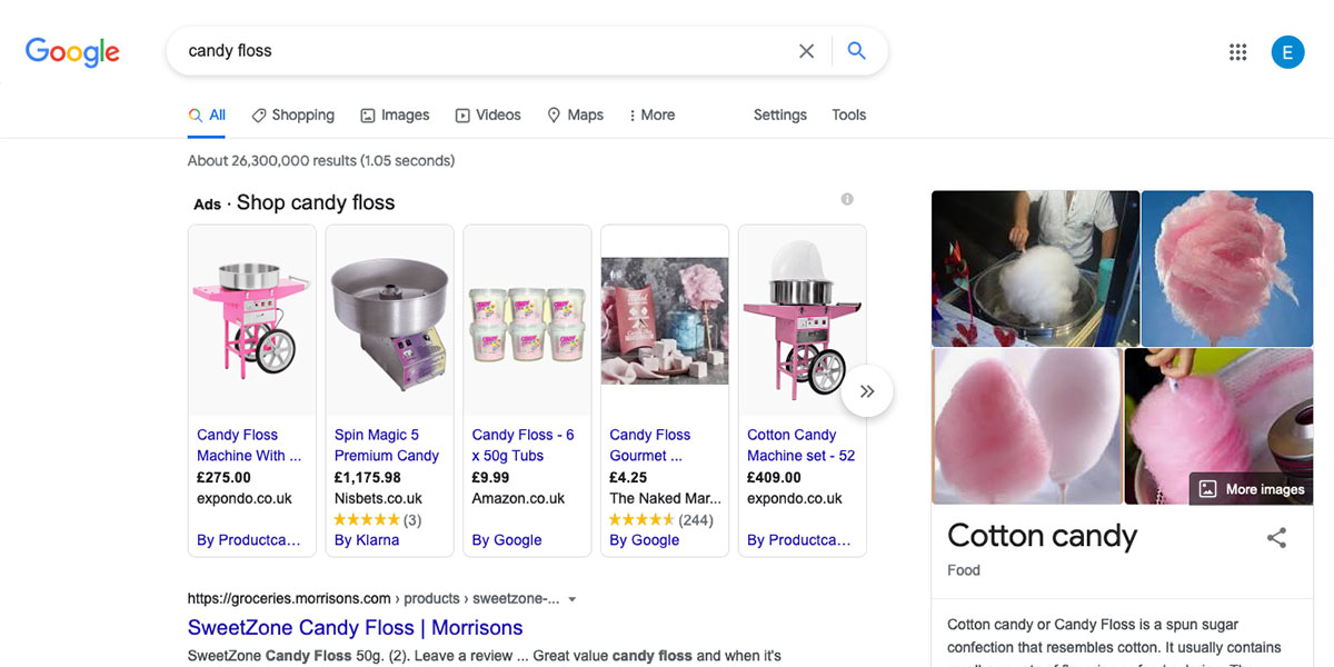 Google Ads Candy Floss Search